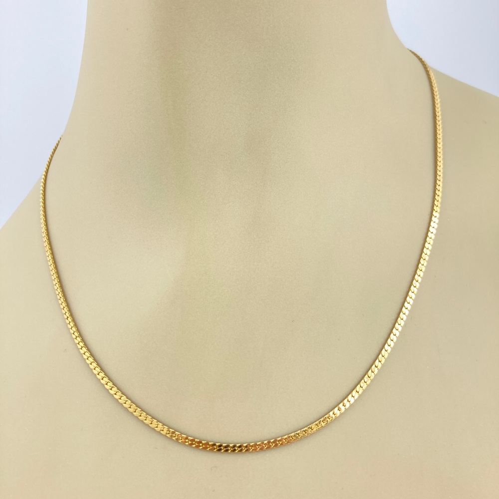 Herringbone 2mm Chain Gold Plate 17 3/4” Long Sleek Sexy